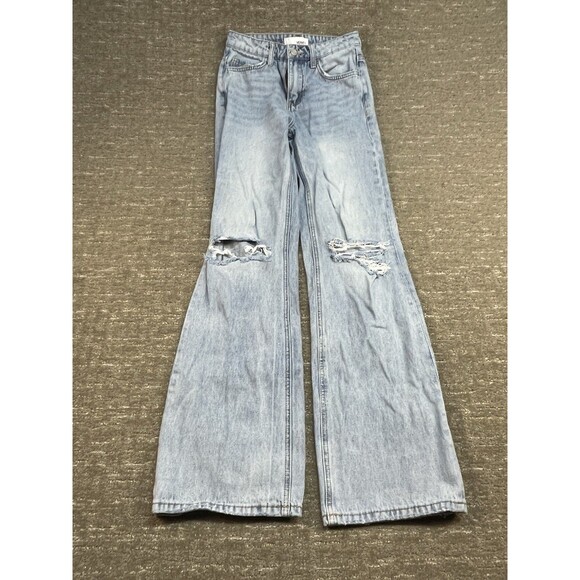 Vervet Denim - Women’s Vervet Size 24 distressed Jeans Light Wash Baggy Straight Boyfriend